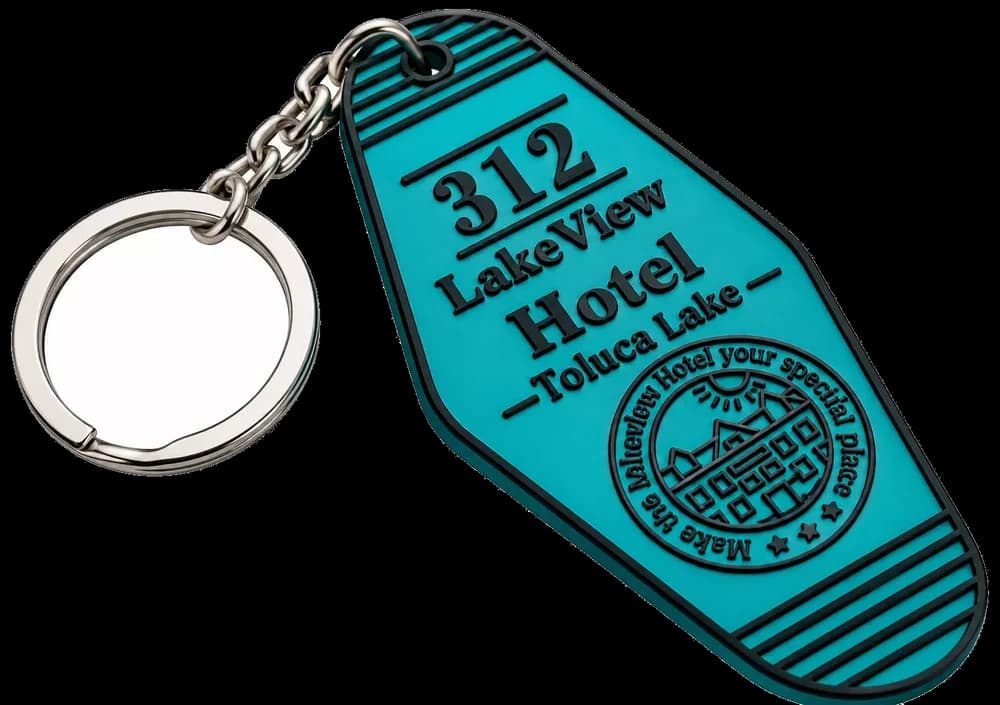 Double-sided molded PVC rubber keychain with custom chain